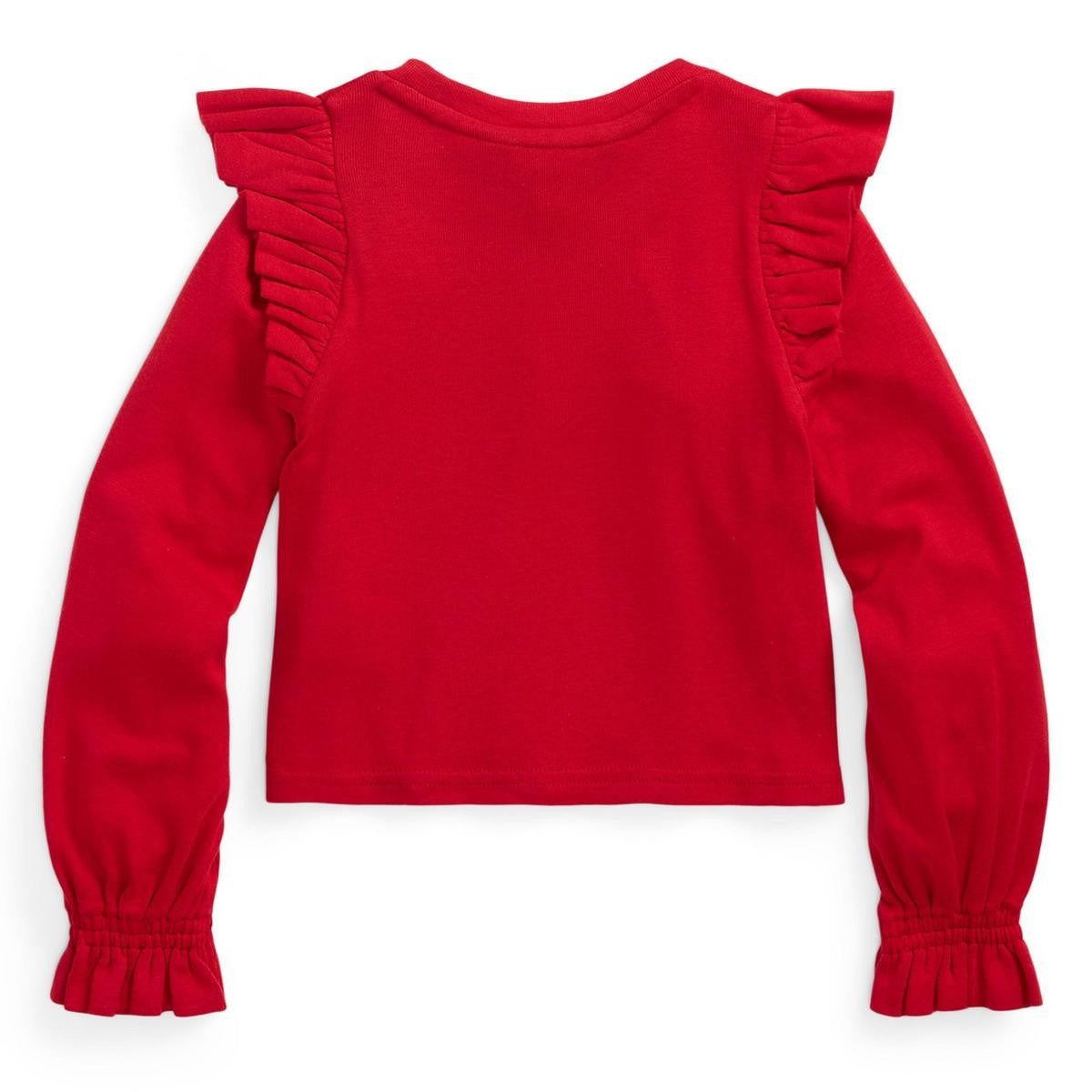 Polo Ralph Lauren Little Kids Ruffled Cotton Modal Long Sleeve Top Red Size 4 