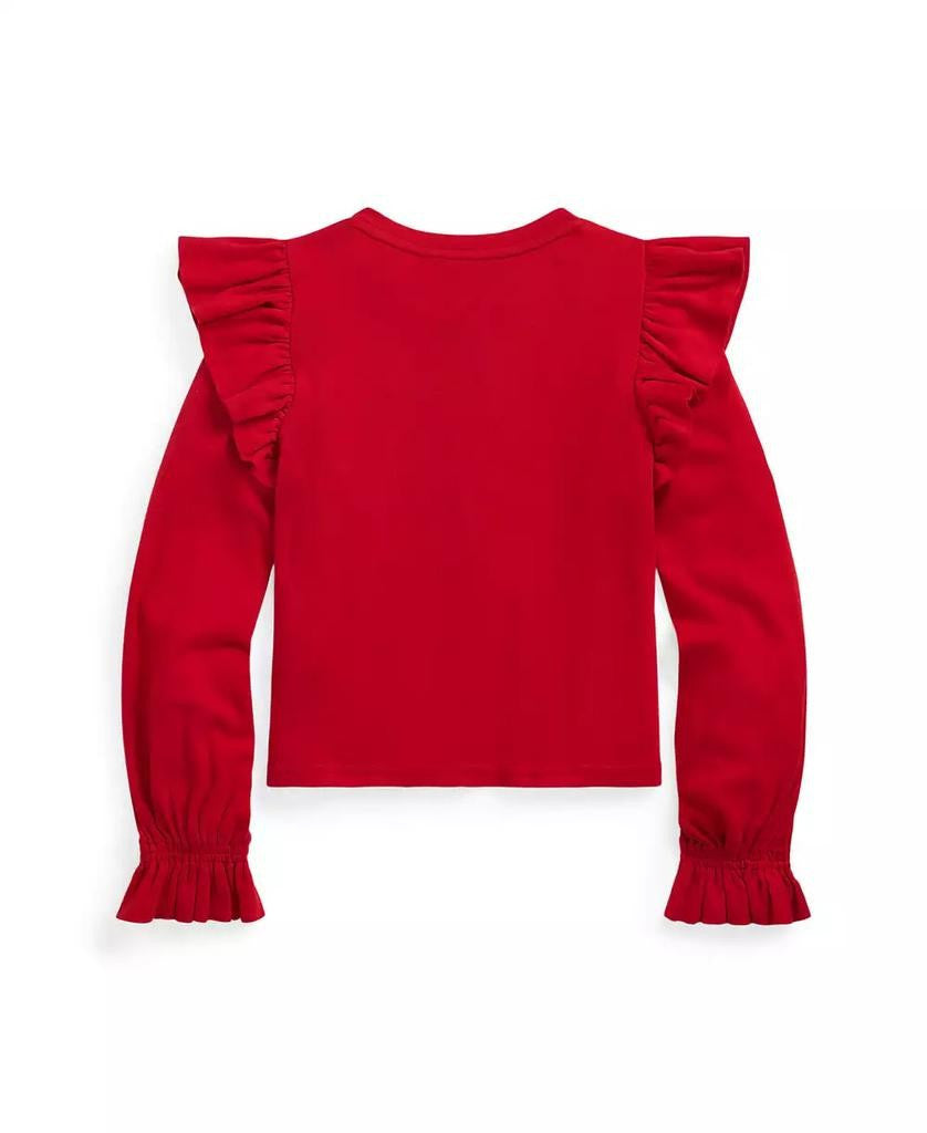 Polo Ralph Lauren Little Kids Ruffled Cotton Modal Long Sleeve Top Red Size 4 