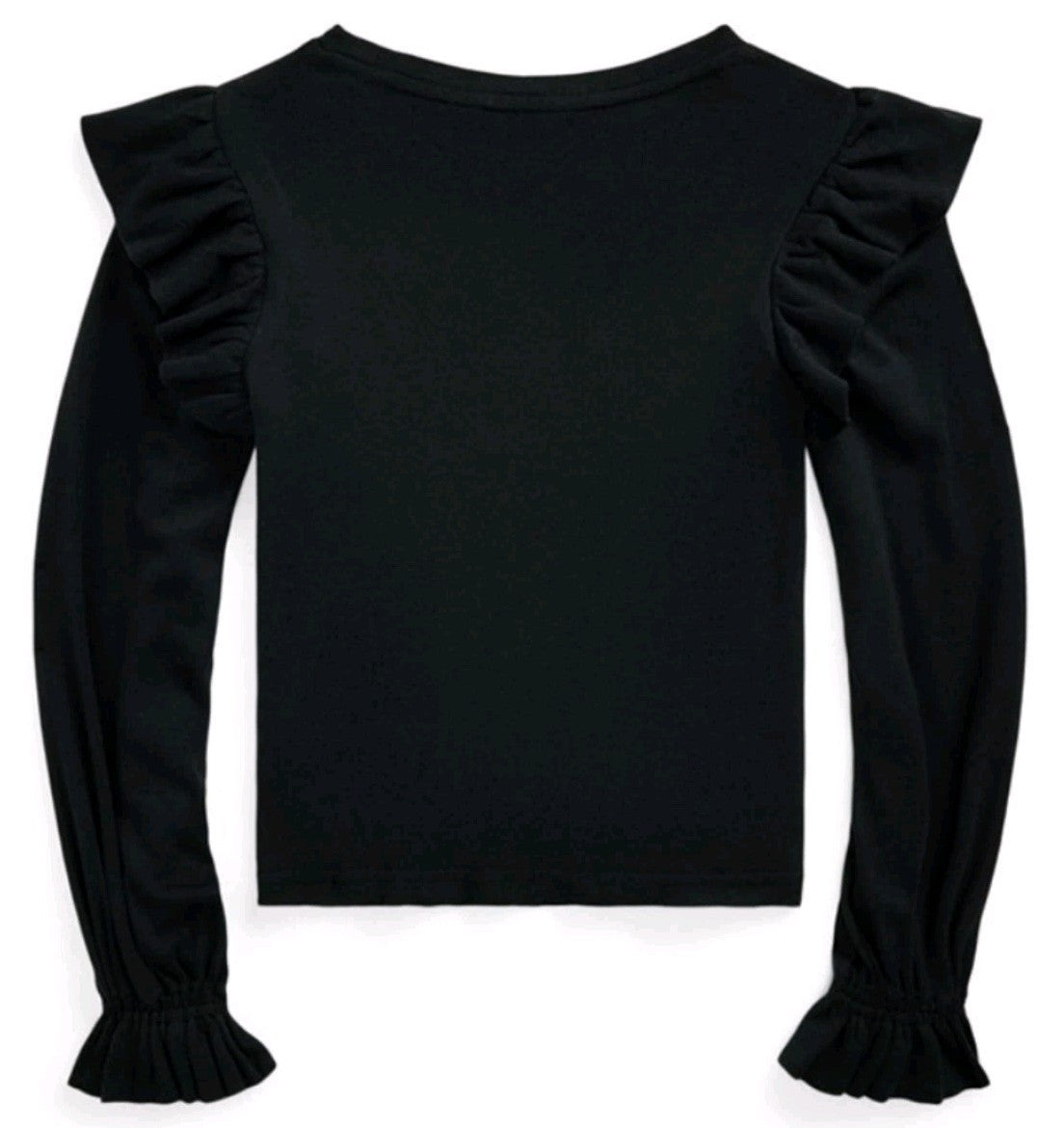 Polo Ralph Lauren Big Girls Ruffled Cotton Modal Long Sleeve Sweatshirt Black 4