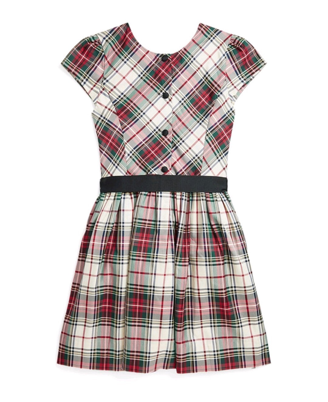 Polo Ralph Lauren Girls Big Kids Plaid Twill Fit & Flare Dress Color Cream New