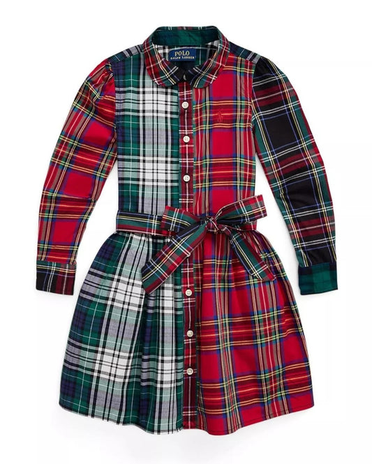 Polo Ralph Lauren Toddler & Little Girls Plaid Cotton Fun Shirtdress Red Multi 